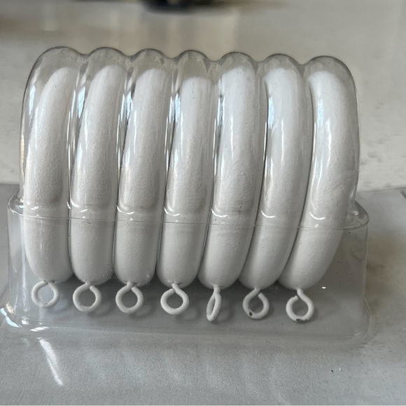 New 7 wood painted white drapery rings with hooks. - Picture 2 of 3